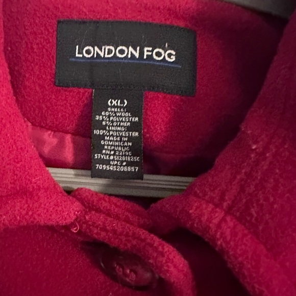 London Fog Women's Vibrant Red Pea Coat - Picture 2 of 2